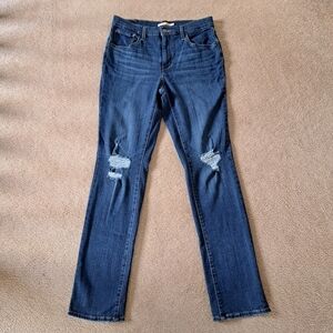 Levi's 724 High Rise Straight Leg Jeans Women's 31 Blue Denim Stretch Classic